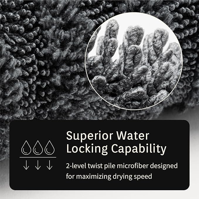 High Absorbency Weavy Microfiber Car Drying Towel 1200gsm (2pack, 15.7"x27.5")