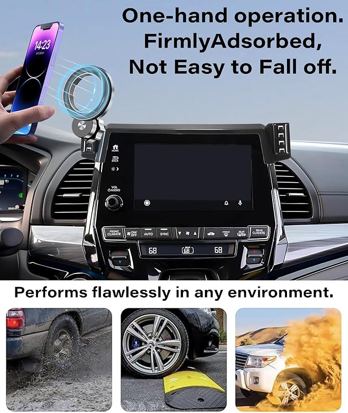 Car Phone Holder for Honda Odyssey 2018 2019 2020 2021 2022 2023 2024 Accessories Apply to 8 Inch Touch Screen Fixed Clip MagSafe Passenger Cell Phone Mount Handsfree 360° Rotation