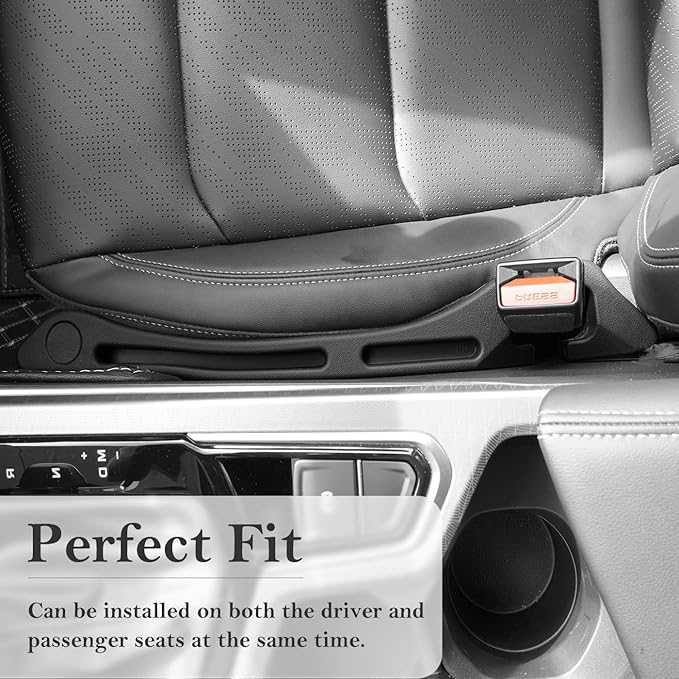 Car Seat Gap Filler 2-Pack, Universal Car Seat Gap Filler Organizer, Seat Gap Plug – Fills Gap Between Seat & Console (Premium Black)