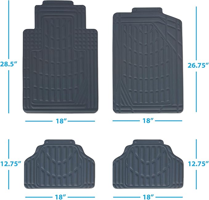 Eurow Universal Cut to Fit Car Floor Mats 4 Piece Set - Gray
