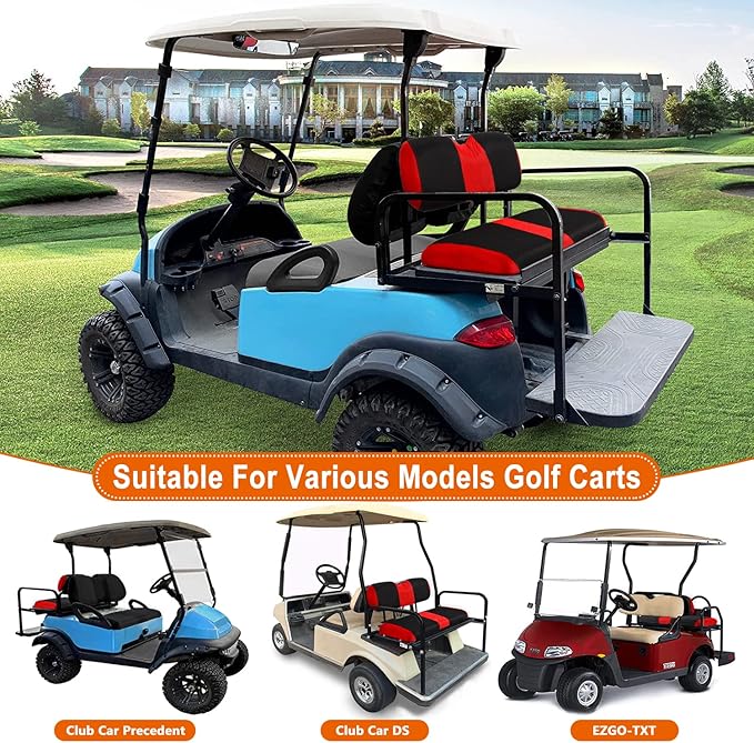 Golf Cart Front and Back Seat Covers for Club Car Precedent 4 Passenger Models,Breathable Washable Polyester Mesh Seat Cover Red
