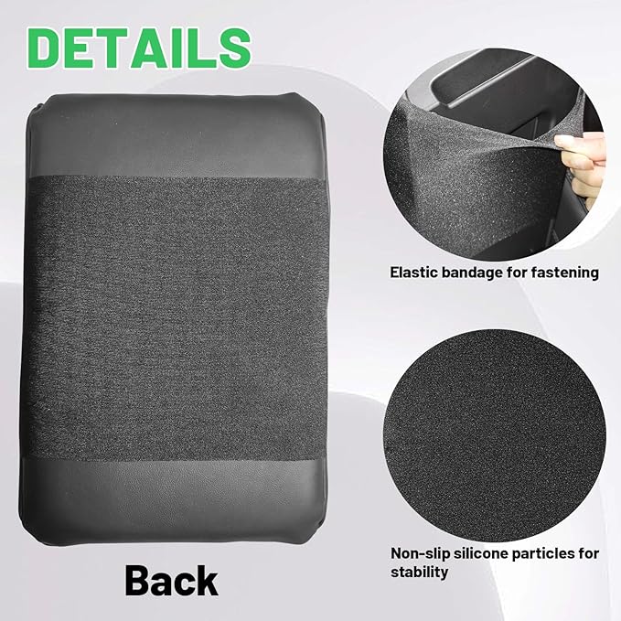 Center Console Heighten Cover Universal Leather Memory Foam Armrest Booster Pad Arm Rest Storage Box Protector for Cars, SUVs, Trucks Car Interior Accessories (Black)