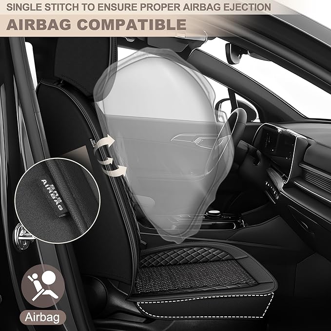 TTX LIGHTING for Mazda Mazda 6 2010-2021 Car Seat Covers, Breathable Ice Silk & Leather Seat Protector, Cool & Anti-Sweat for Long Driving, Airbag Compatible, 2 Front Seats (Black)
