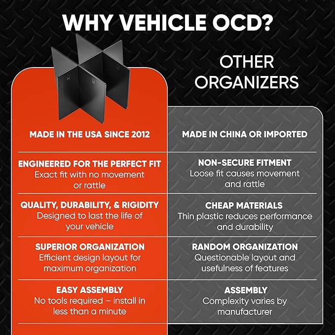 Vehicle OCD - Center Console Organizer for Toyota Tacoma (2016-2023) - Made in USA - SLX113