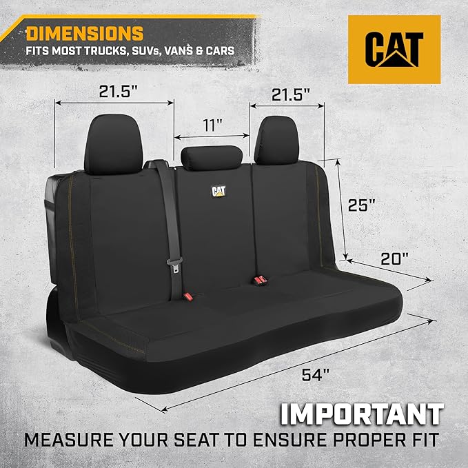 CAT PU Leather Car Seat Covers Full Set – Front Bucket Seats + 60/40 Split Rear Bench – Black Waterproof Automotive Seat Covers, Scratch-Resistant, Universal Fit for Cars, Trucks, SUVs, Easy Install