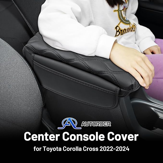 Autorder Center Console Cover for Toyota Corolla Cross 2022-2025 Accessories Armrest Cushion Cover Nappa Leather Middle Console Covers Sportage Console Cushion Pad Anti-Scratch