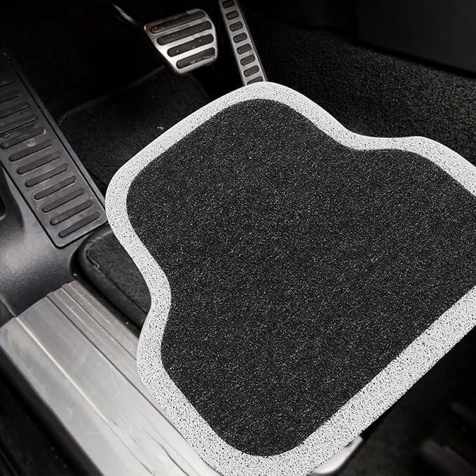 Universal 2pcs Car Floor Mats Rear Seat Non-Slip Sturdy Automotive Foot Mats with White Edge, Wear-Resistant Carpet Liners for SUV Truck Interior Protection