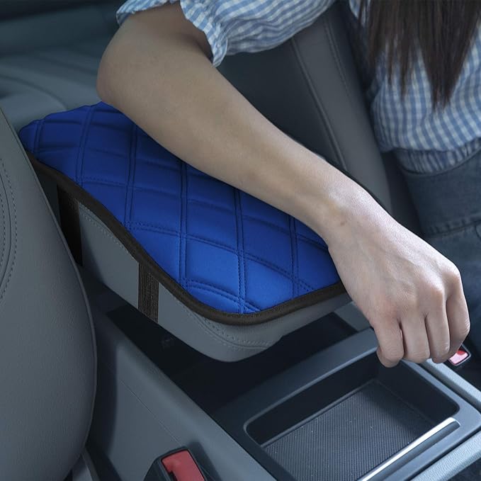 FH Group Neosupreme Blue Diamond Pattern Center Console Pad – Water-Resistant Armrest Cover Protector for Cars, SUVs & Trucks
