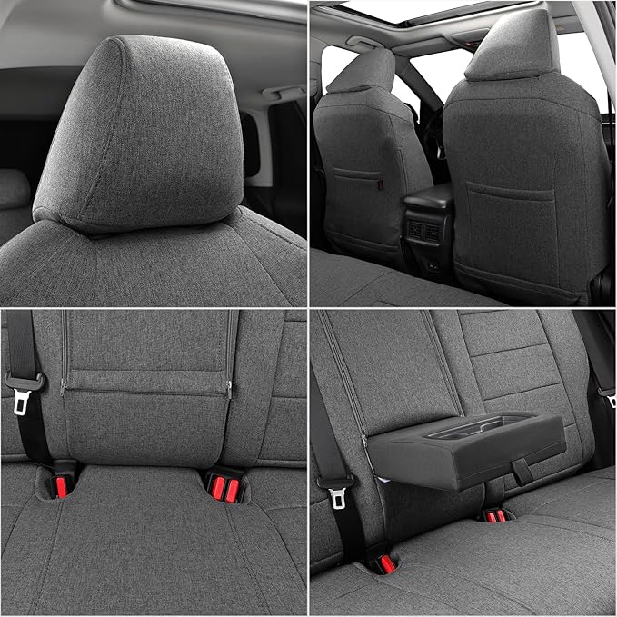 coverdream 2026 Rav4 Seat Covers Custom Fit for 2026 Toyota Rav4 Hybrid (SE,XSE) & PHEV GR Sport SUV,Full Set Polyester Car Seat Protector Grey
