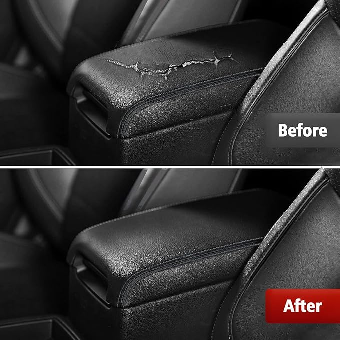 KBH Center Console Armrest Cover Replacement for Toyota Camry 2012 2013 2014 2015 2016 2017, Vinyl Leather, Car Arm Rest Lid Skin Upholstery, Black (Leather Part Only)