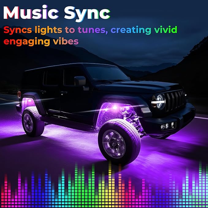 8 Pods 36 LEDs RGB Rock Lights Compatible with 12V Trucks Jeep UTV SUV ATV Boat Golf Cart,Waterproof, Multi-Color App/Remote Control Underglow Lights with Music Mode Plug and Play Easy Installation