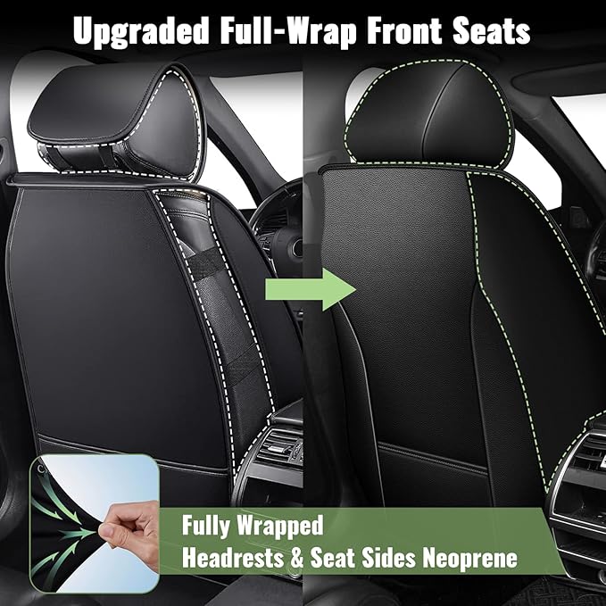 Car Seat Covers Front Seats for Toyota Corolla 2000-2019 - Cooling Ice Silk Leather Seat Cover - Ventilated 2 Seats Vehicle Seat Cushion Protector Automotive Accessories (Black&Beige)