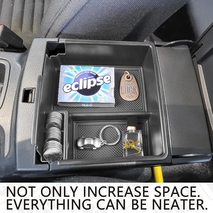 HGWEI Center Console Organizer Compatible with Ford Ranger 2019 2020 2021 2022 2023 XL XLT Lariat Accessories, Armrest Storage Box Secondary Insert Tray, Black