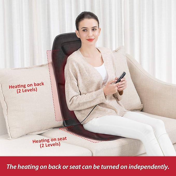 COMFIER Vibration Back Massager Seat Cushion with Heat,10 Motors Massage Chair Pad,Chair Massager for Pain Relief at Office/Home,Mothers Day Gifts for Mom Dad