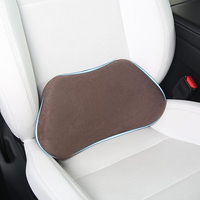 Lumbar Support Pillow for Car, Ergonomic Memory Foam Back Cushion for Driving, Seat Office Chair, Gaming Chair, Lower Back Support for Back Pain Relief, Brown, 1 Pack