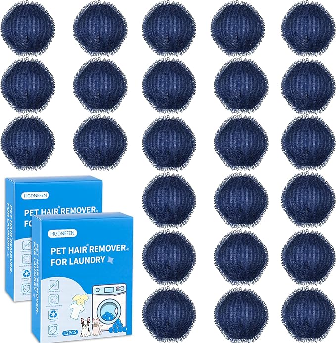 Pet Hair Remover for Laundry(24 PCS) - Washing Machine Hair Collector & Pet Hair Removal Tool, Cat Dog Hair Collector for Washer, Reusable Lint Trap for Front Load & Top Load Washers (Dark Blue) (24)