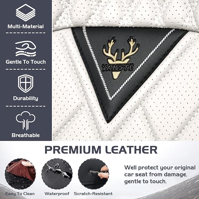 Truck Seat Covers for Ram 3500 2009-2026, Waterproof Premium Leather Full Coverage Car Seat Cover, Muscle Sport Style Auto Interior Seat Cover Sets (Front Set/Black White)