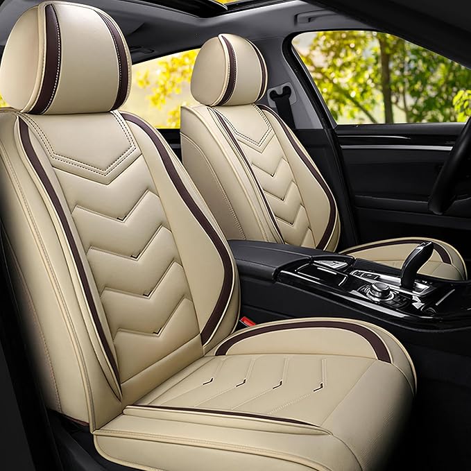 Car Seat Covers Fit for Infiniti g37 2000-2026, Stylish Sport Seat Covers, Waterproof Wear-Resistant Premium Nappa Leather Car Seat Cover.(2 Pcs Front/Beige)
