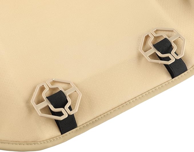 JOJOBAY 2pack Leather Car Seat Cover,Bottom Seat Covers for Cars,Front Seat Protector,Fit for 95% of Vehicles - Padded,Anti-Slip,Premium Leather(2 PCS,Beige)