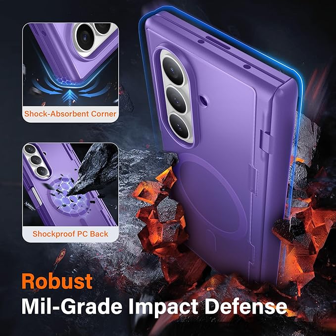 MOBOSI for Samsung Galaxy Z Fold 7 Case with Privacy Screen Protector, [Compatible with Magsafe], [Built-in Kickstand & Full Body Hinge Protection] Magnetic Slim Phone Case for Z Fold7, Purple