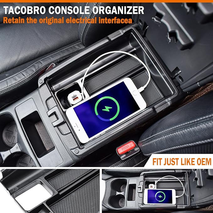 TACORBO Center Console Tray Compatible with Nissan Rogue 2014-2020 and Rogue Sport 2017-2022 Accessories, Armrest Secondary Storage Box, Interior ABS Insert Tray, Black