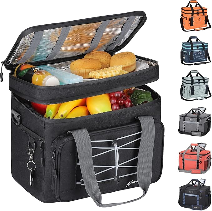 Maelstrom Portable Collapsible Soft Cooler Bag – 24/30/60 Cans Double-Deck Leakproof Ice Chest for Beach, Camping & Grocery