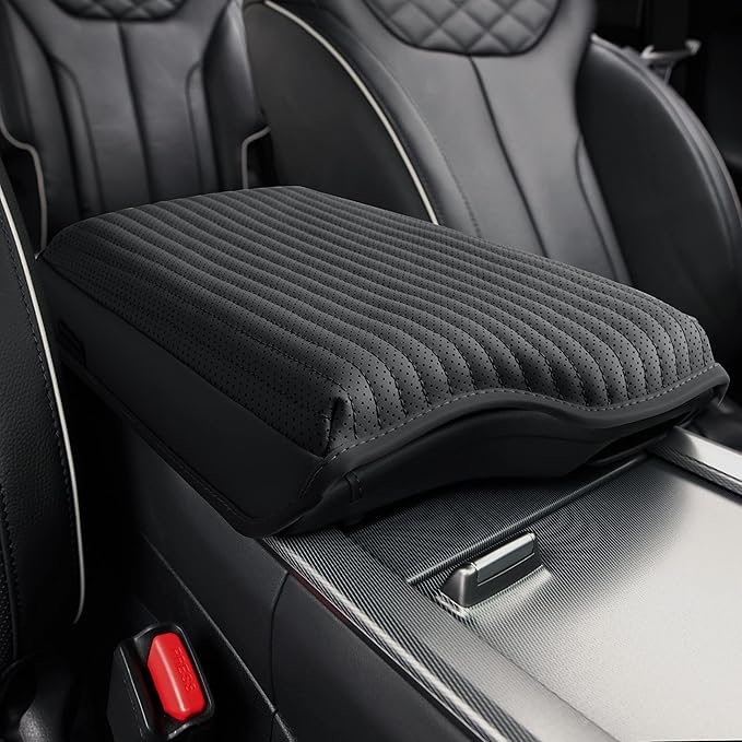 KMMOTORS Center Console Cover for Palisade 2023, 2024, 2025 – Thick Armrest Cushion Pad, Interior Accessories Protector, Funda de Consola para Palisade (Black, Facelift Design)