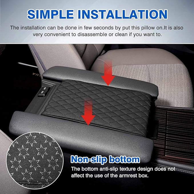 Autorder Center Console Cover for Toyota Sienna 2021-2025 2026 Accessories Memory Foam Armrest Cushion with Anti-Scratch Leather Protector Covers Black