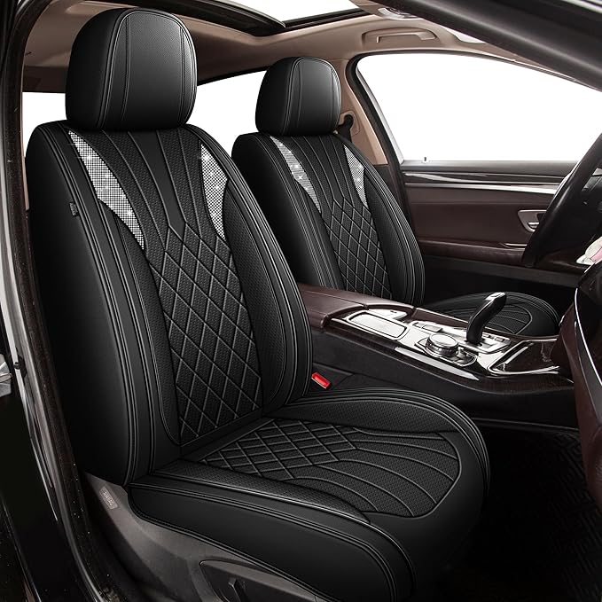 Bling Diamond Embroidered Seat Covers for Nissan Altima 2009-2025 2026, Full Set 5 Seats, Sparkle Rhinestone Breathable Perforated Faux Leather Car Seat Covers for Women (Black)
