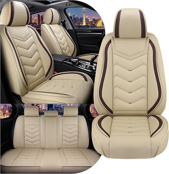 CTDS Car Seat Covers for Mazda CX-5 CX-3 CX-7 CX-9 CX-50 CX-30 CX-70 CX-90 2007-2026, Stylish Sport Seat Cover, Premium Nappa Leather Car Seat Cover.(Standard 5 Seats/Beige)