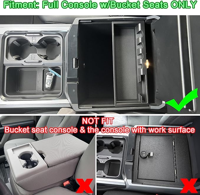 PIMCAR Full Center Console Organizer Tray for 2023-2026 Ford F250 F350 F450 F550 Super Duty, Truck Storage Insert with Non-Slip Pad (Full Console w/Bucket Seats ONLY) Not for Work Surface Console