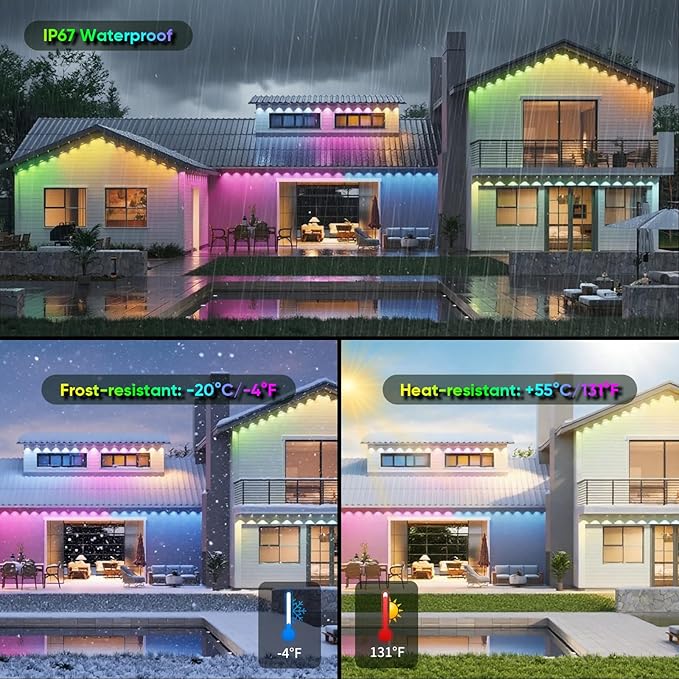 iNextStation 9.84FT/3M LED Strip Lights, 360° Glow Braided Smart IC USB Rope Light, Neon Rope Light with Music Sync, IP67 Waterproof, App & Remote Control Rope LED Lights, Color Changing for Bedroom