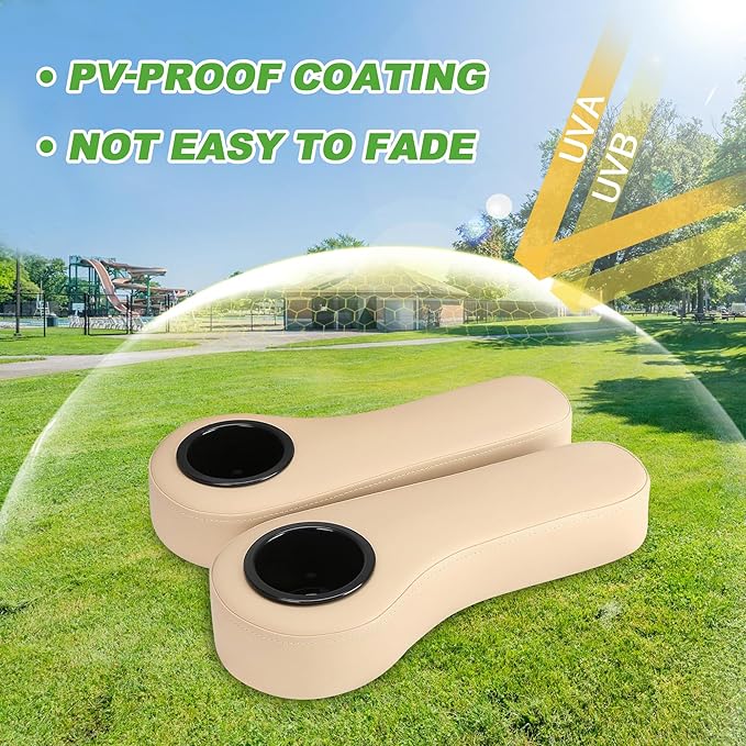 10L0L Golf Cart Rear Seat Kit Arm Rest Set with Cup Holder for Yamaha EZGO Club Car Golf Cart UV-Proof Coating Long Lasting, No Drilling Kits Include