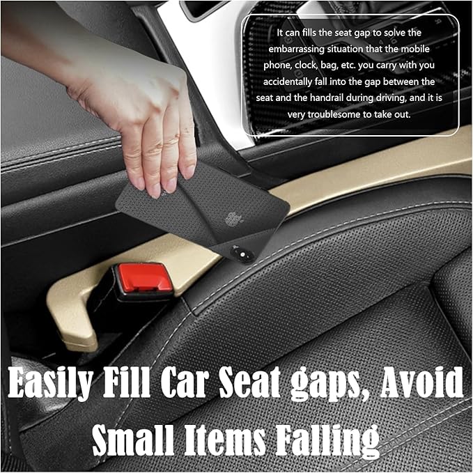 2Pcs Car Seat Gap Filler PU Leather, Auto Crevice Catcher Drop Blocker to Fill The Side Seat and Console Gap, Universal Vehicle Interior Accessories for Car, SUV, Truck (Beige)