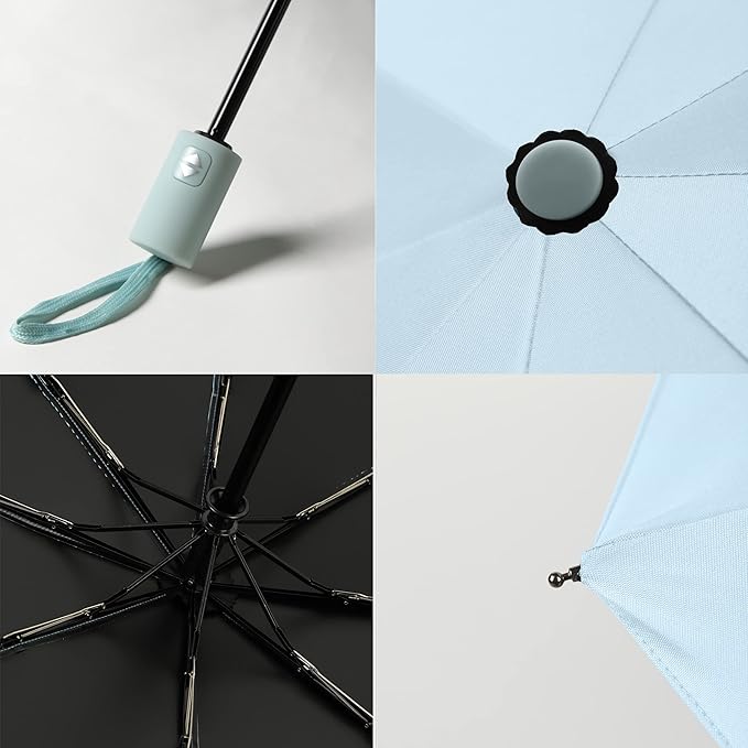 BAODINI Small UV Protection Travel Umbrella Compact for Rain and Sun UPF 50+ Windproof Portable 42 inch Umbrella for Women and Men