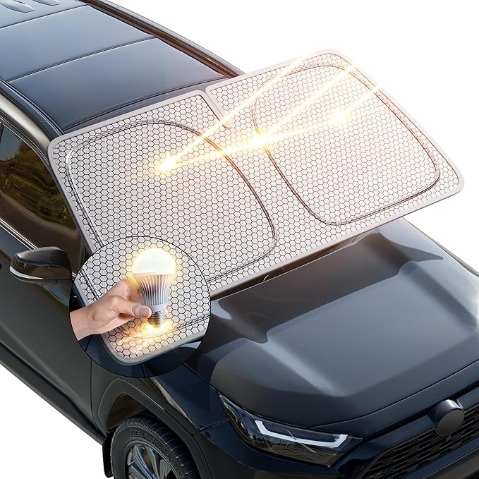 helloleiboo Graphene Car Windshield Sun Shade Car Sun Shade for Windshield with Heat Absorption Coating Foldable Design with UV Protection to Keep Your Car Interior Cooler Silver (Large-61 × 32 in)
