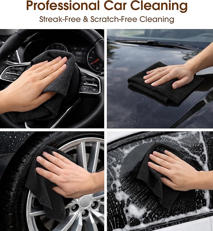 KitchLife Microfiber Cleaning Cloth Roll, 100 Pack - Tear-Away Microfiber Paper Towels, Lint-Free, Reusable, Washable for Kitchen, Car, Dishes, and Sensitive Surfaces (Black)