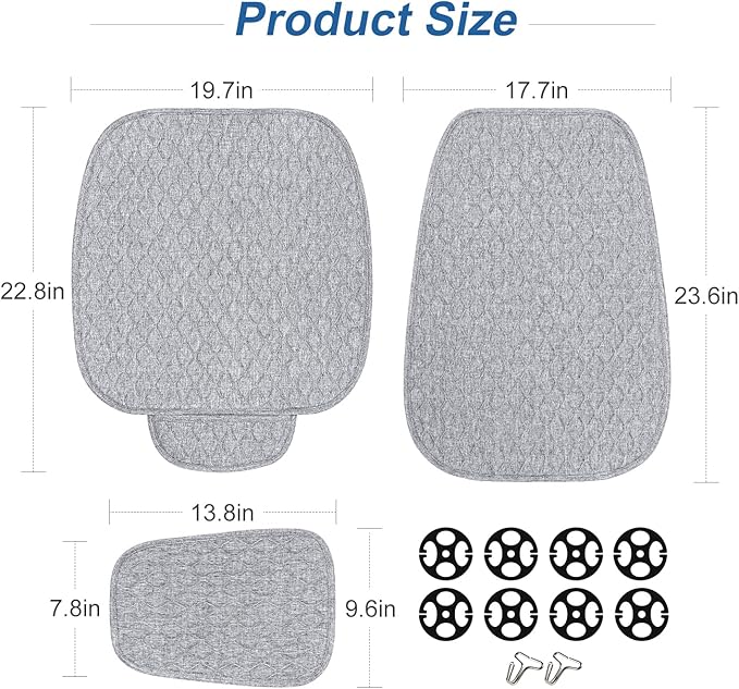Car Seat Covers, 2 Pack Linen Front Seat Covers for Car, Non-Slip Soft Breathable Front Car Seat Protector Universal Fit Most Automotive, Van, SUV, Trucks (2Pack Light Grey)
