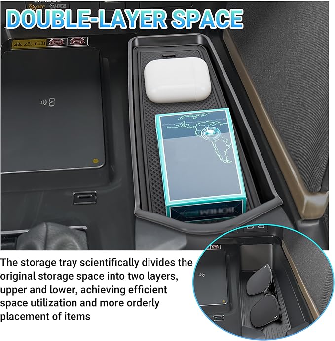 Center Console Organizer 3PC Compatible with 2025-2026 Toyota Camry Accessories, Armrest Storage Box, Charging Zone Anti-Slip Mat and Gear Shifter Right Side Console Organizer Tray