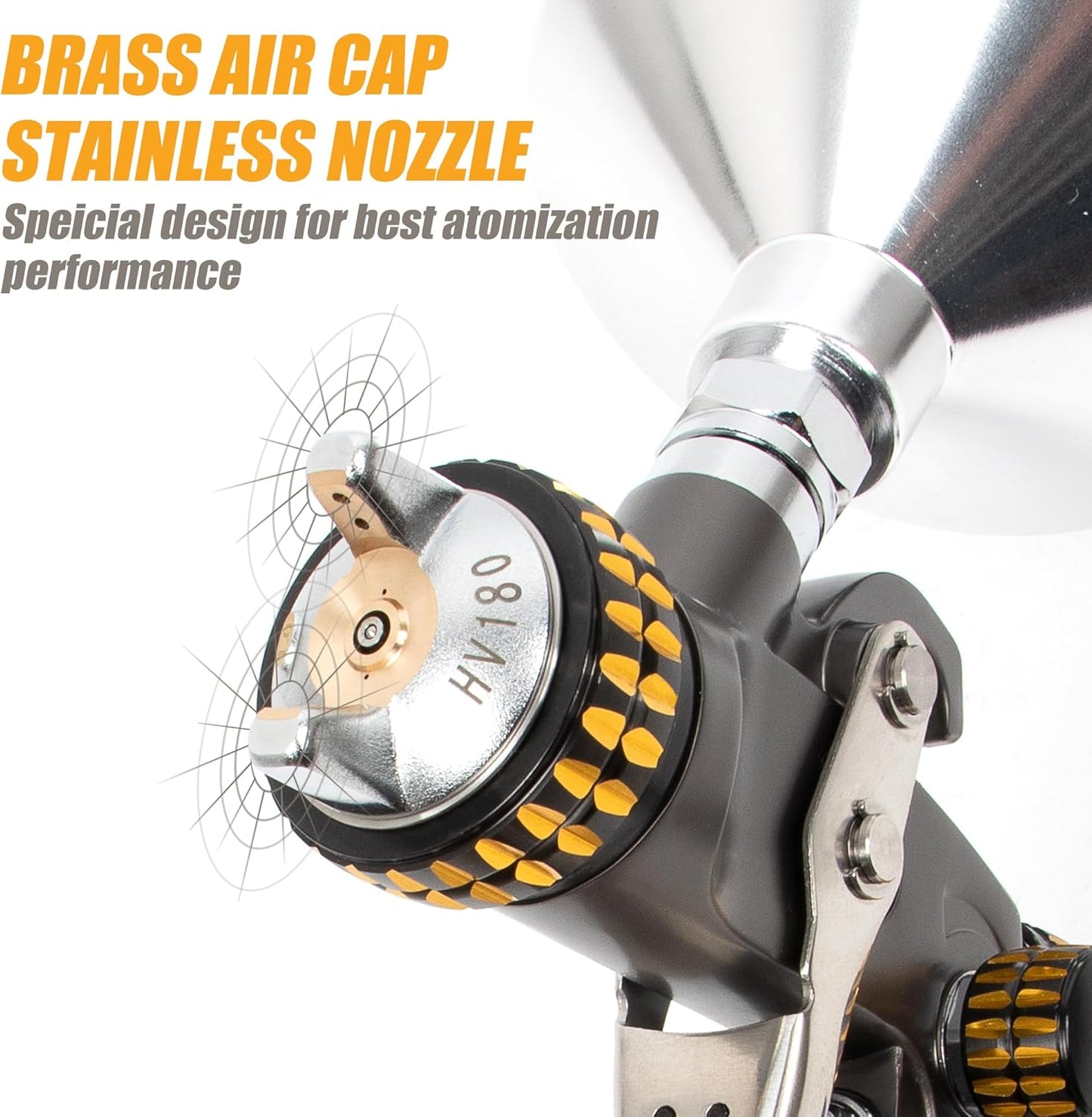 BEETRO HVLP Touch Up Mini Air Spray Gun for Clearcoats 1.0mm Stainless Steel Nozzle 150ml Capacity 7.0CFM 22psi with Type 2 Adapter Air Control Valve and Filter Professional