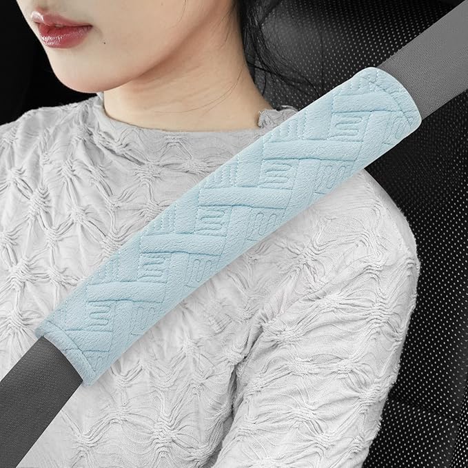 JUSTTOP 2-Pack Universal Car Shoulder Strap Pads Cover for A More Comfortable Driving, Shoulder Strap Covers Harness Pad for Car Interior Accessories(Cyan)