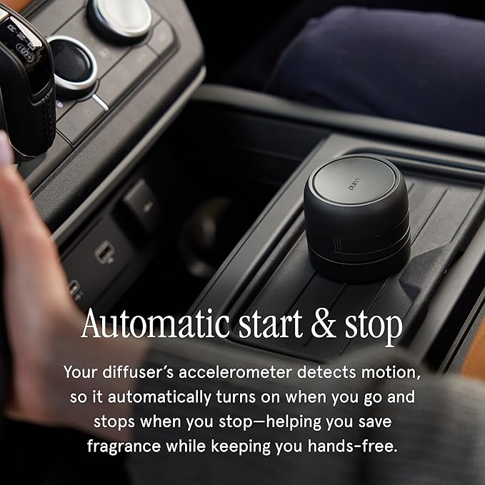 Pura Car Pro - Smart Fragrance Diffusion - Rechargeable & Cordless Fragrance Diffusion - Portable Smart Car Diffuser with USB-C Cable - Start & Stop Accelerometer Detects Motion - Diffuser Only