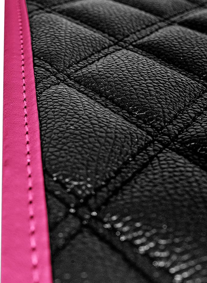 FH Group F12003PINK Universal Fit Diamond Pattern Faux Leather Beige Automotive Floor Mats fits Most Cars, SUVs, and Trucks