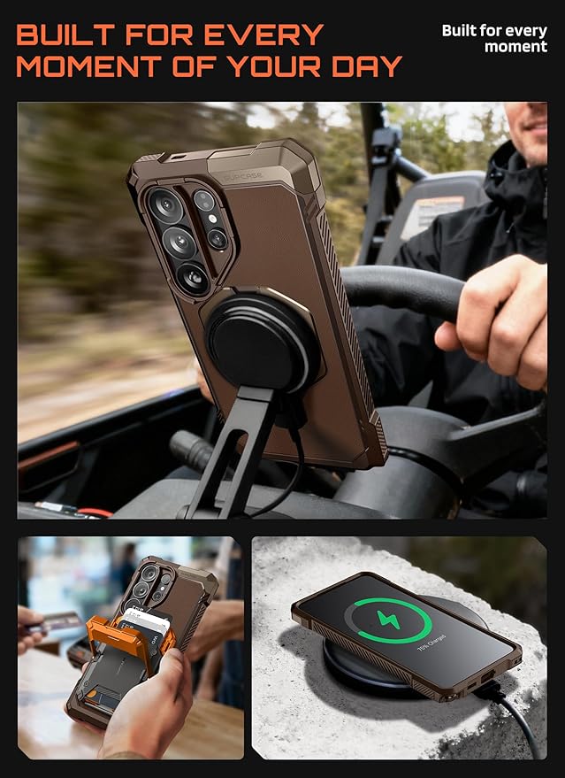 SUPCASE for Samsung Galaxy S26 Ultra Case with Kickstand (Unicorn Beetle Grip), [Wireless Charge Compatible] [Military-Grade Protection] Heavy-Duty Magnetic Phone Case for S26 Ultra 6.9 Inch, Brown