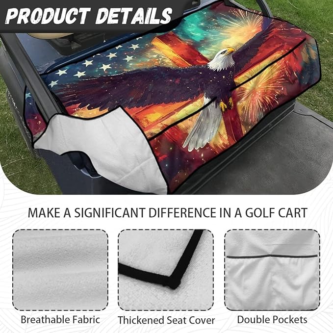 Biyejit Golf Cart Seat Covers with 4 Pockets Golf Cart Seat Towel Blanket Fits 2-Seat Golf Carts, Golf Cart Accessories