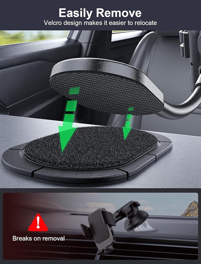 MOKPR Wireless Car Charger, Adjustable Gooseneck Car Mount Auto-Clamping Car Charger, Dashboard [with Anti Shake stabilizer] Phone Holder fit for iPhone 17 16 15 14 13 12, Samsung,with QC 3.0