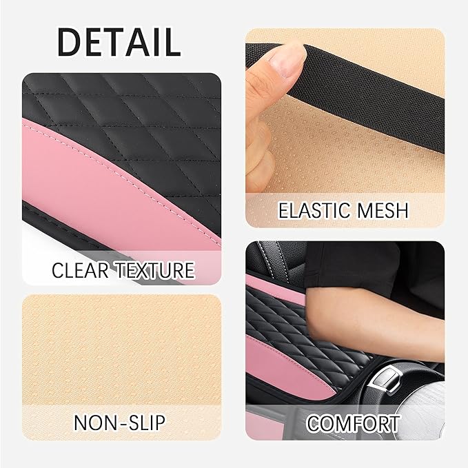 IHOTDER Patchwork Leather Center Console Covers for Cars,Upgraded Arm Rest Cover for Car with Side Storage Pocket for Car Seat Organizer,Middle Console Cover Stylish Car Decoration (Pink)