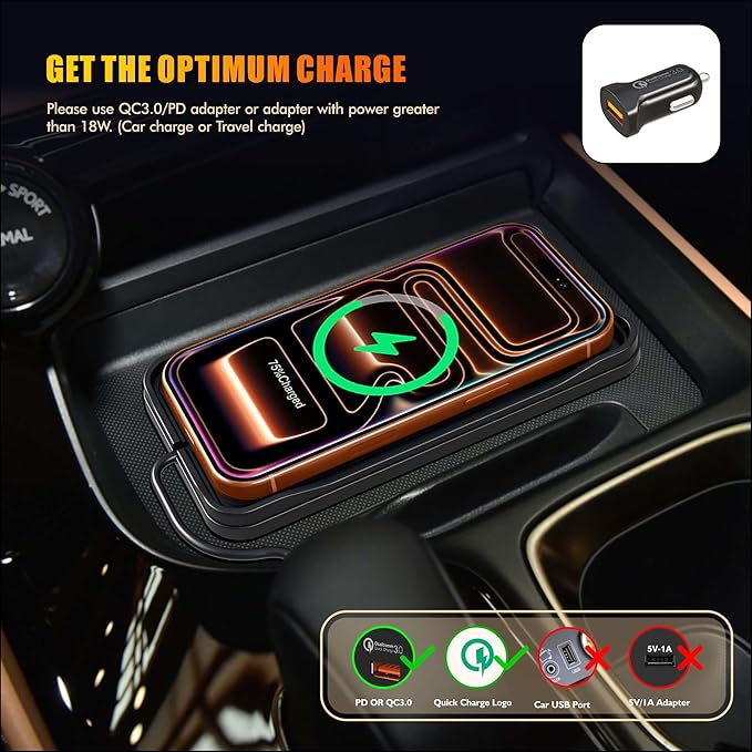 Wireless Car Charger Pad, 15w Fast Car Wireless Chargers Charging pad Non Slip Charger for Car Wireless Phone Charger for iPhone 17/16/15/14/13/12 Pro, SE3/SE2/XS/X/XR/8, 30cm Cable
