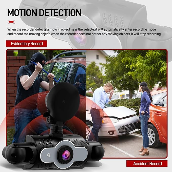 360°Dash Cam Front and Rear Inside Left Right, 4 Channel FHD 1080P Dash Cam for Cars,3 Inch Dashcams with Night Vision, Loop Recording, Motion Detection, 24H Parking Mode Monitor,Reverse View