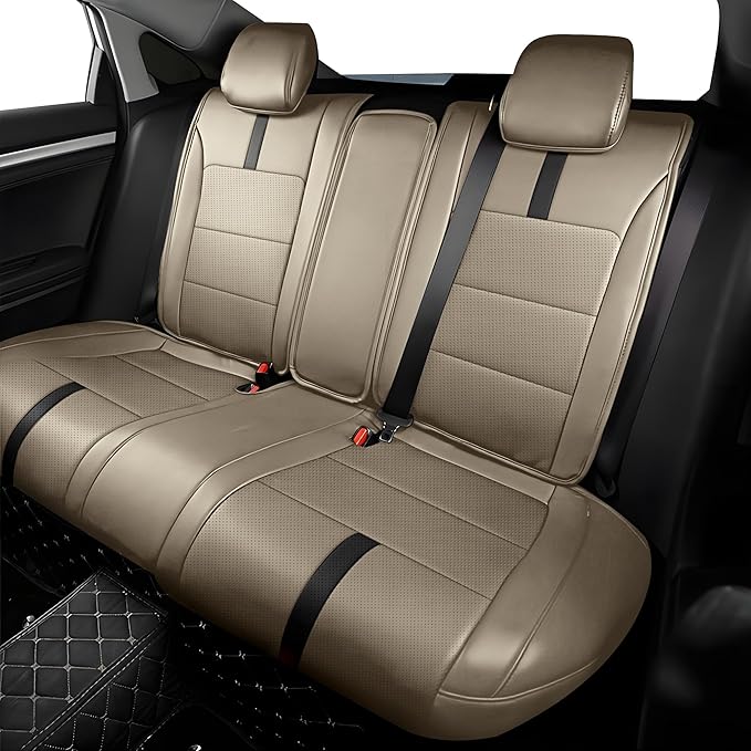 AOMSAZTO Custom Fit Seat Covers for Honda Civic: Hatchback 2022 2023 2024 Sport/LX &Hatchback Hybrid Sport 2025 Full Set Faux Leather Breathable Waterproof Car Seats Covers Beige